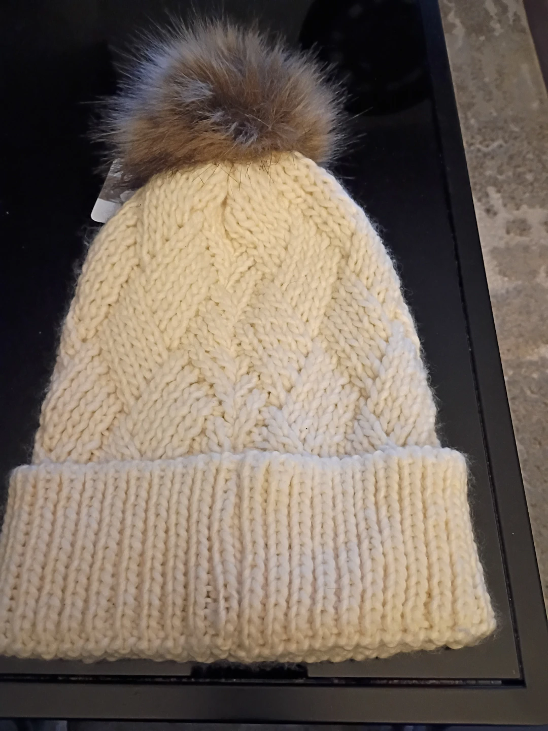 Mercedes-Benz Cream Knit Beanie with Pom-Pom - photo 3