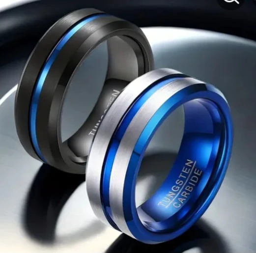 Tungsten Carbide Ring - Blue & Black