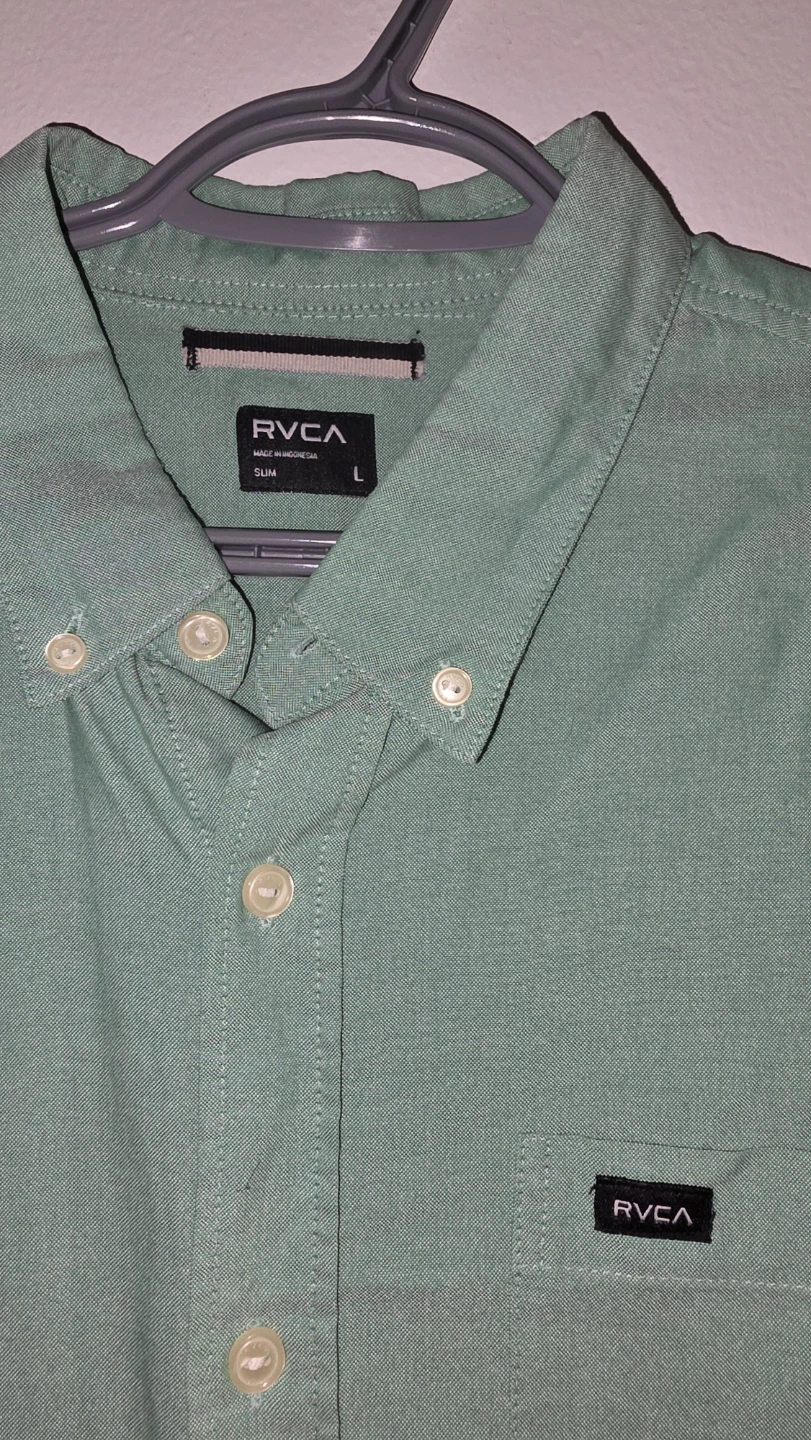 RVCA Short Sleeve Button-Up Shirt - Green - Size L - photo 3