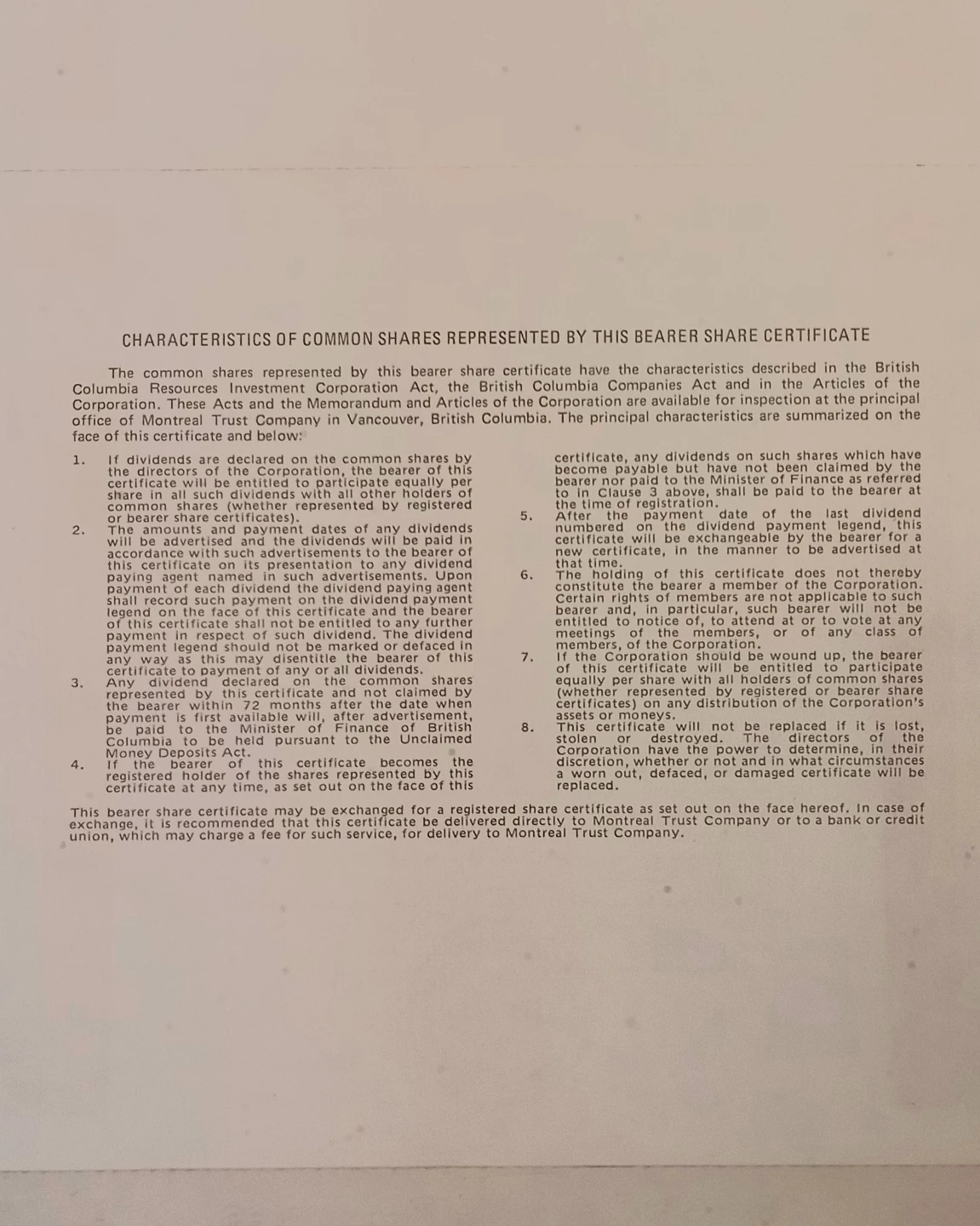 British Columbia Resources Investment Corporation Certificate - photo 5
