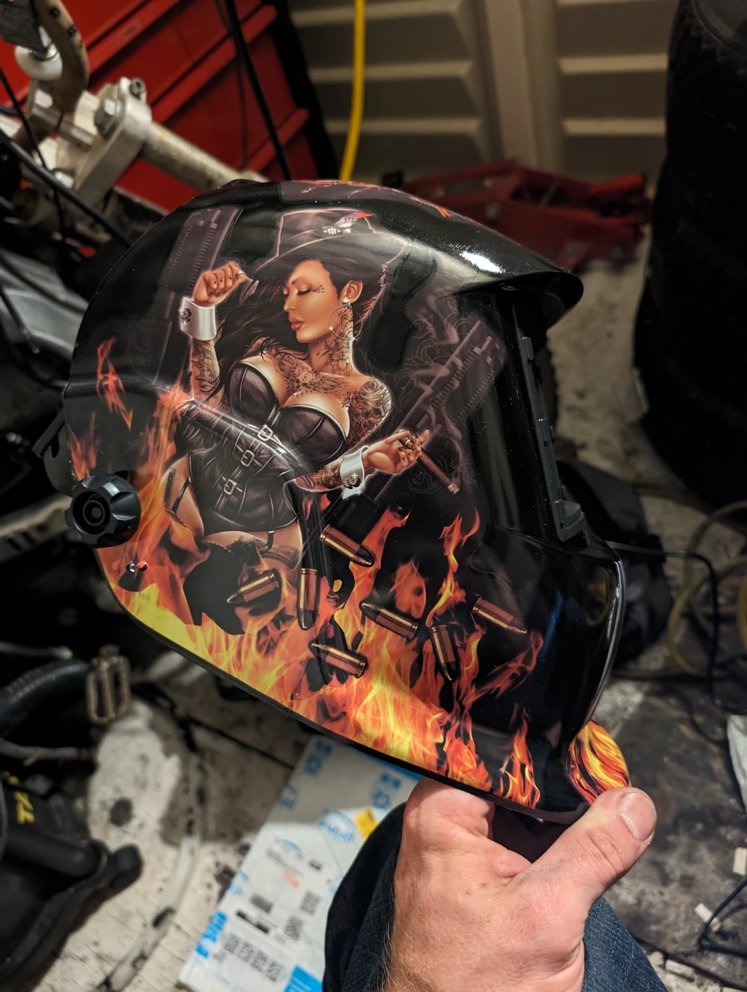 Solar charging Custom Graphic Auto Darkening Welding Helmet - photo 3