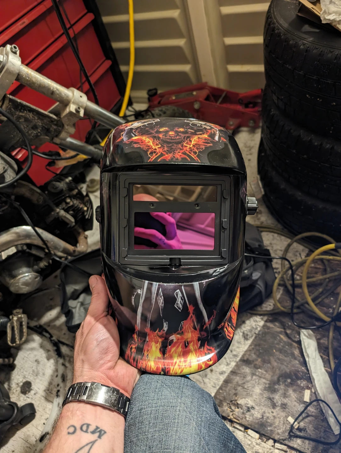 Solar charging Custom Graphic Auto Darkening Welding Helmet - photo 4