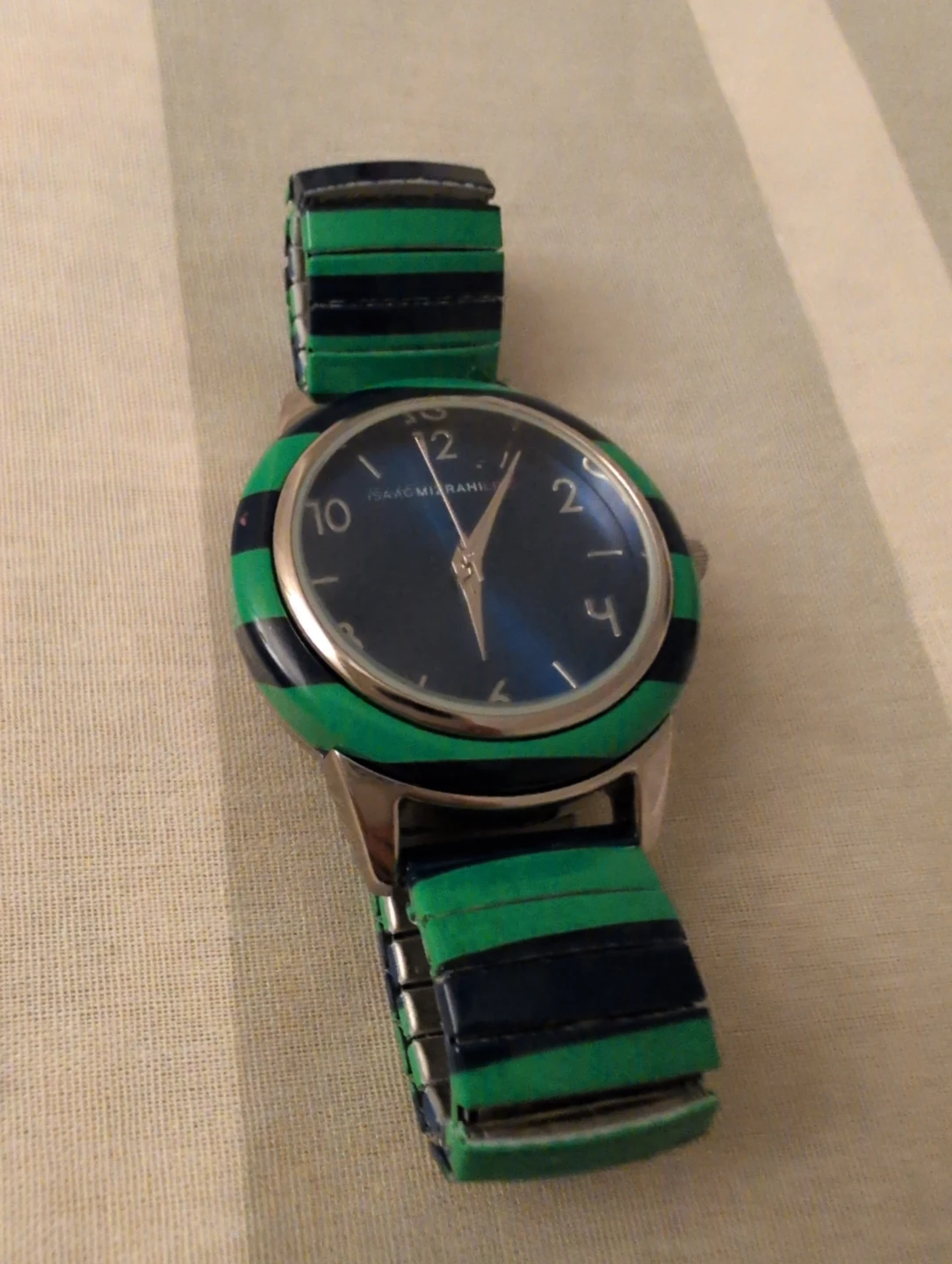 Watch with Green & Black Striped Band - doesn't work!