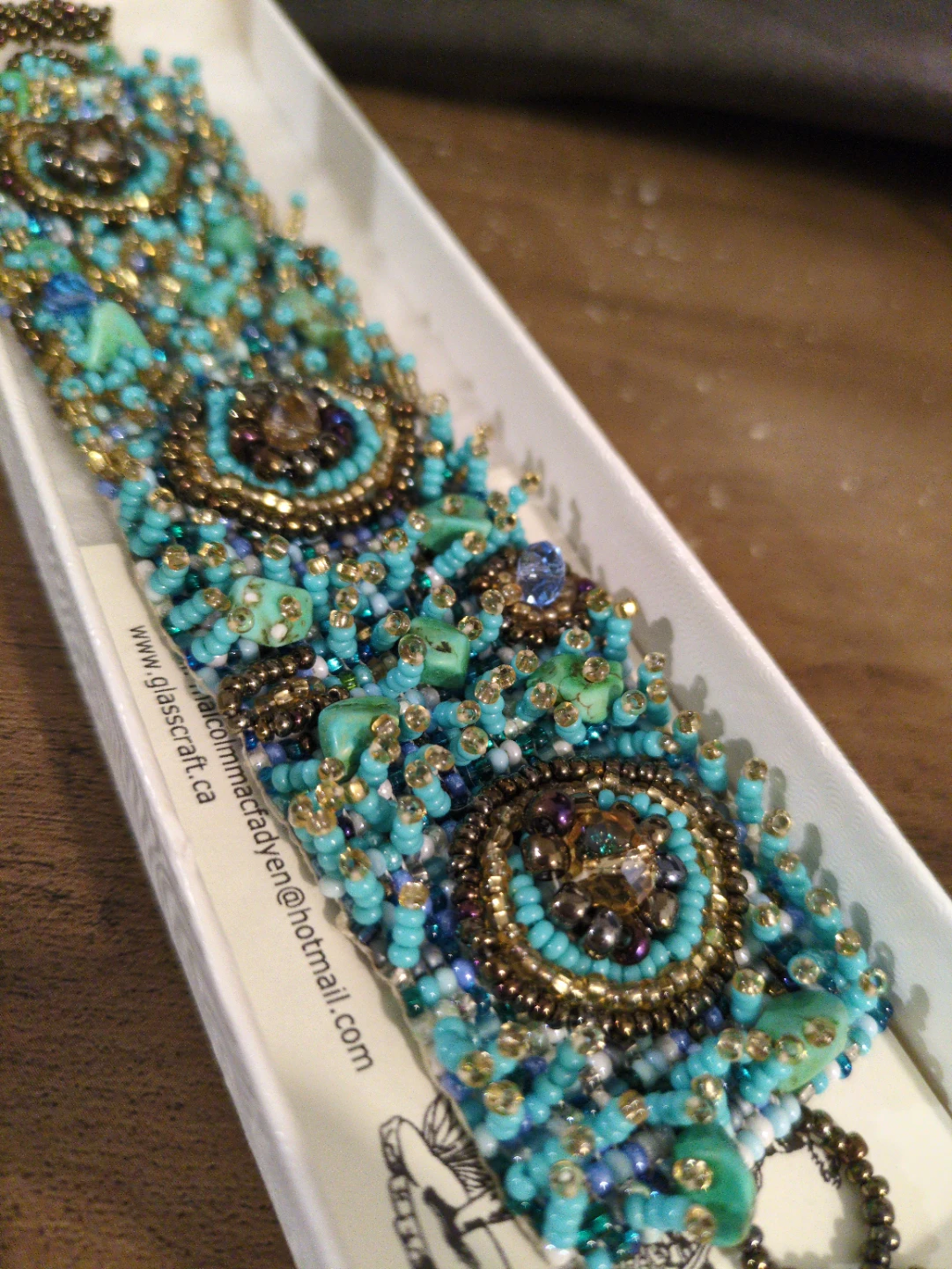 Turquoise Beaded Cuff Bracelet - photo 2