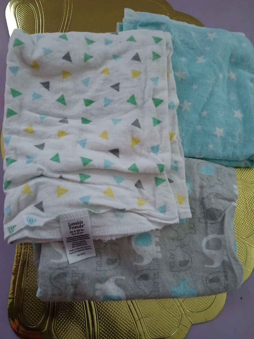 Luvable Friends Muslin Burp Cloths - Set of 3 - photo 2