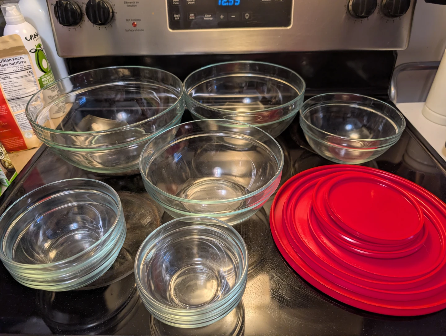 Nested Mixing Bowls with Red Lids - Arc brand