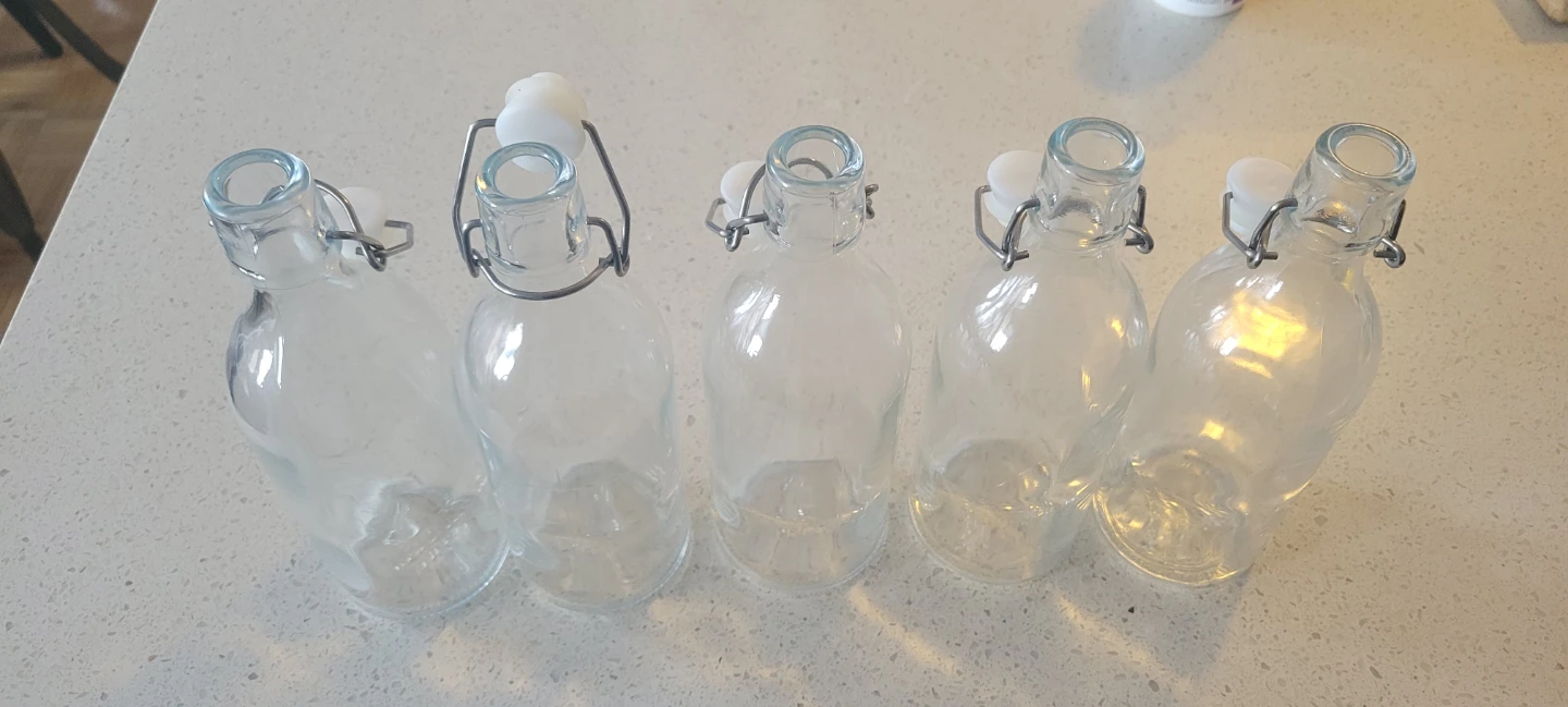 5 Ikea Korken Glass Bottles with Swing Top Stoppers
