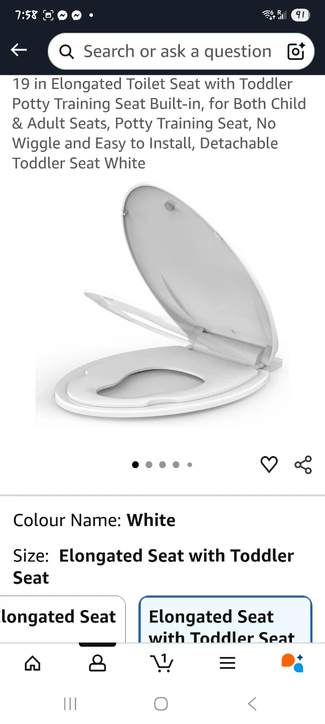 Elongated Toilet Seat with Toddler Potty Training Seat - White