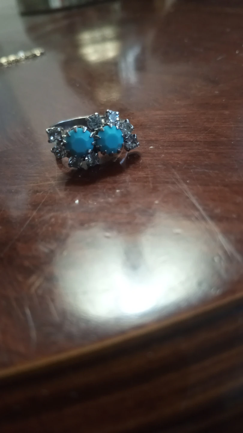 Vintage Turquoise & Rhinestone Ring