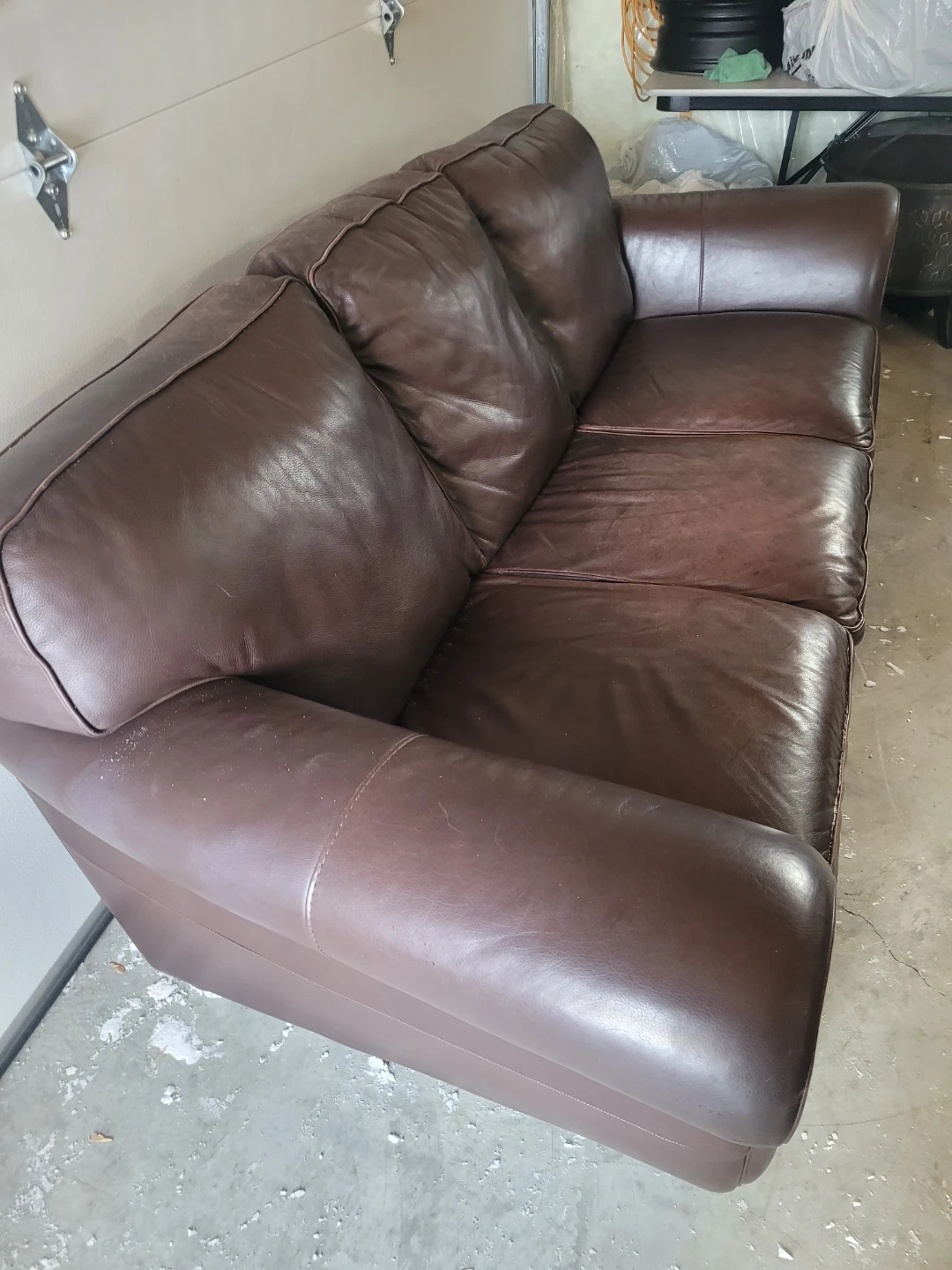 Brown Leather Sofa and Armchair Set - photo 3