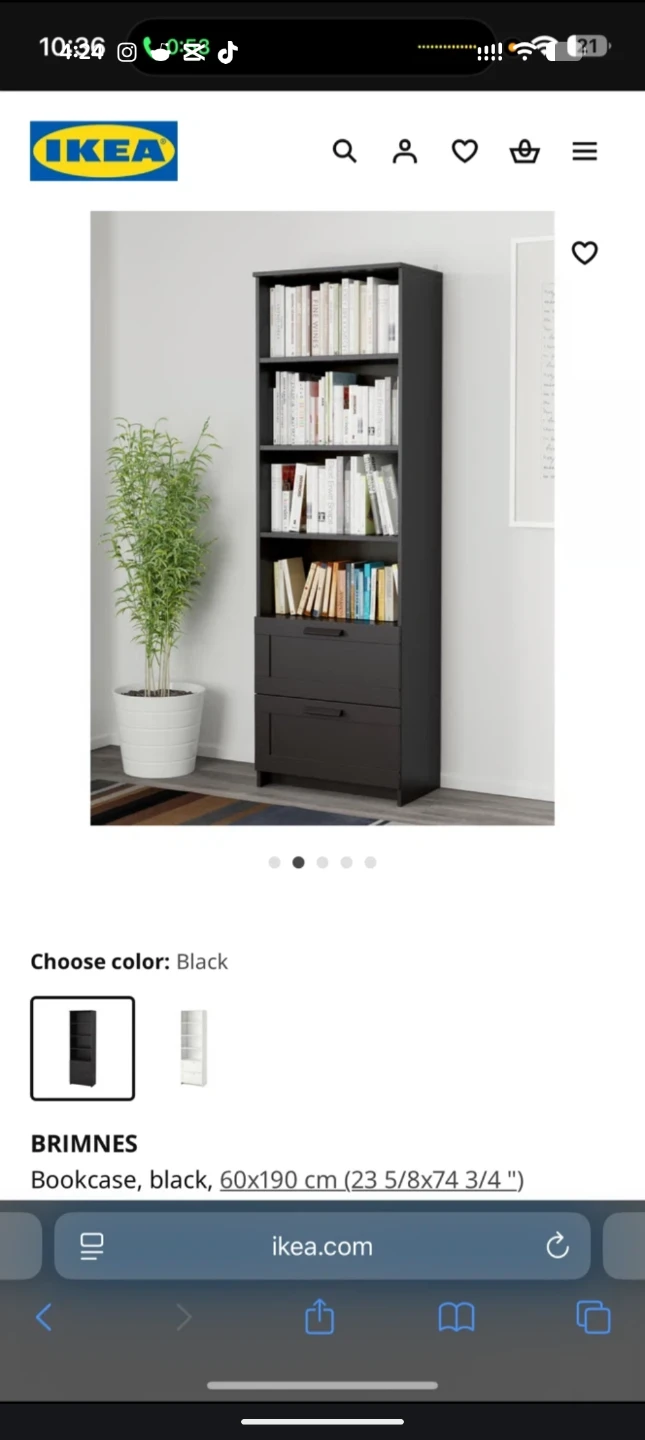 IKEA BRIMNES Black Bookcase 60x190cm