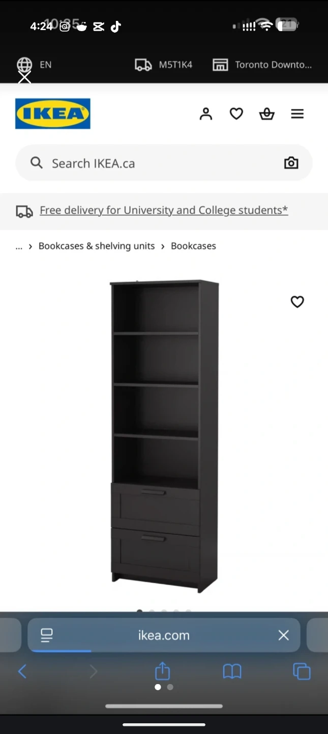 IKEA BRIMNES Black Bookcase 60x190cm - photo 2