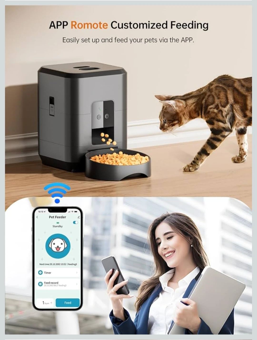 Automatic Cat Feeder with App Control, WiFi Timed Cat Food .. - photo 2