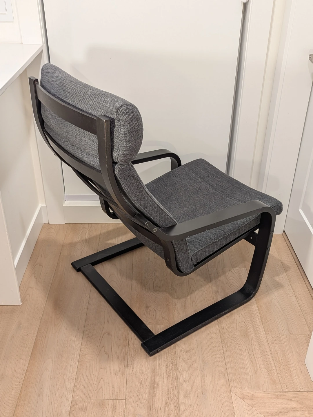 Dark Grey IKEA Poang Rocking Chair - black fabric, wood frame - photo 4