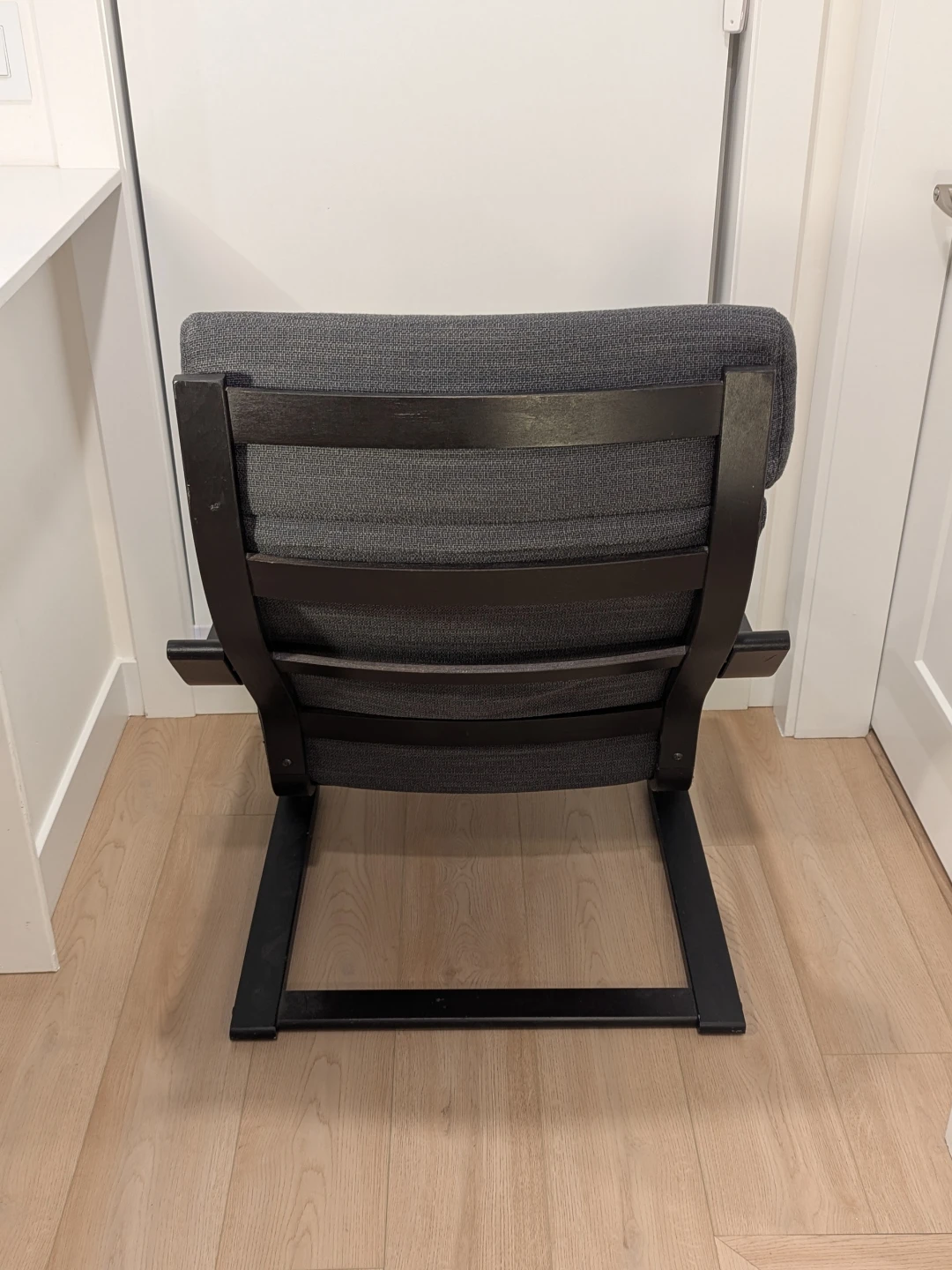 Dark Grey IKEA Poang Rocking Chair - black fabric, wood frame - photo 5