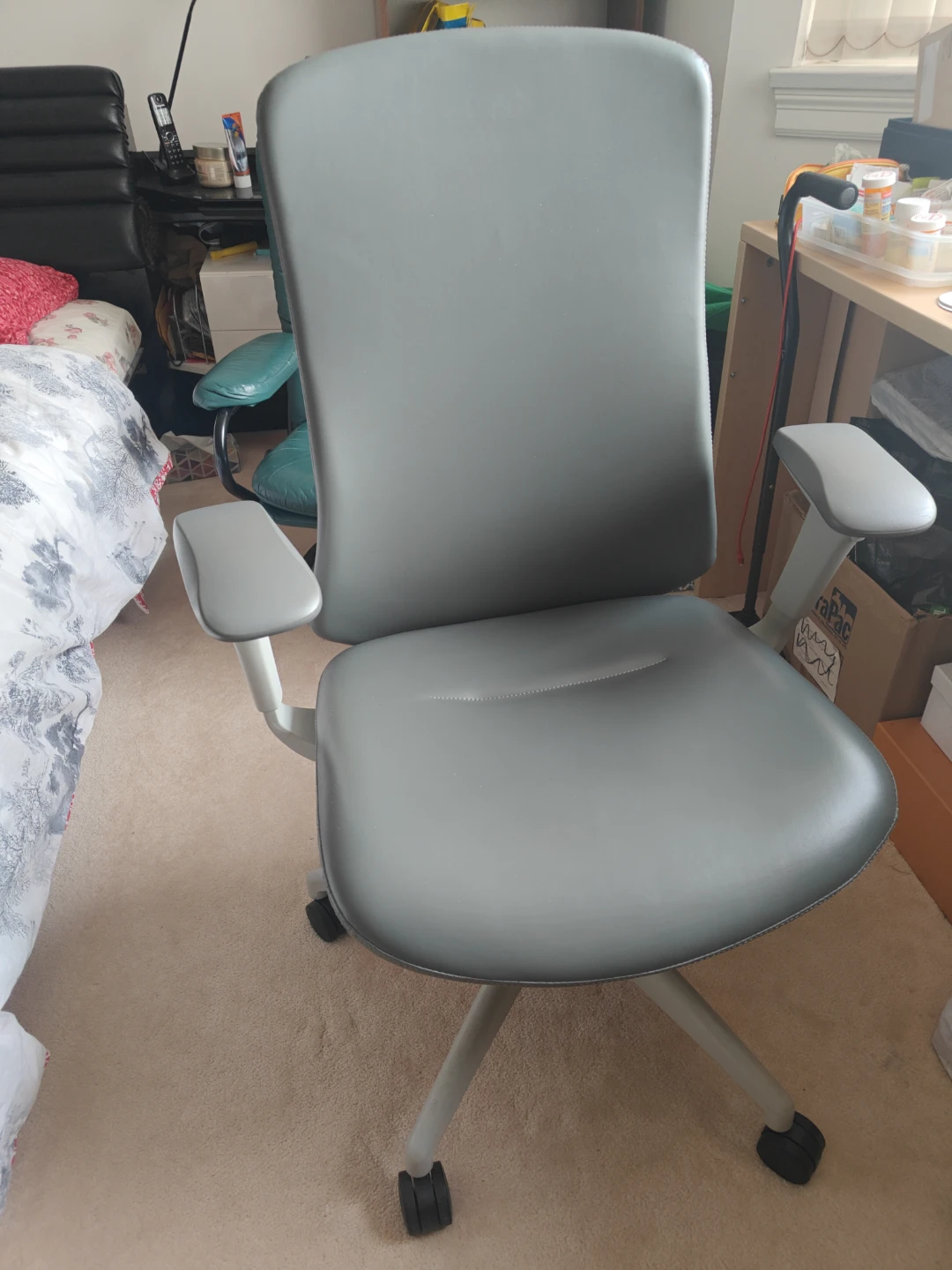Office Steelcase Chair - Grey Leather