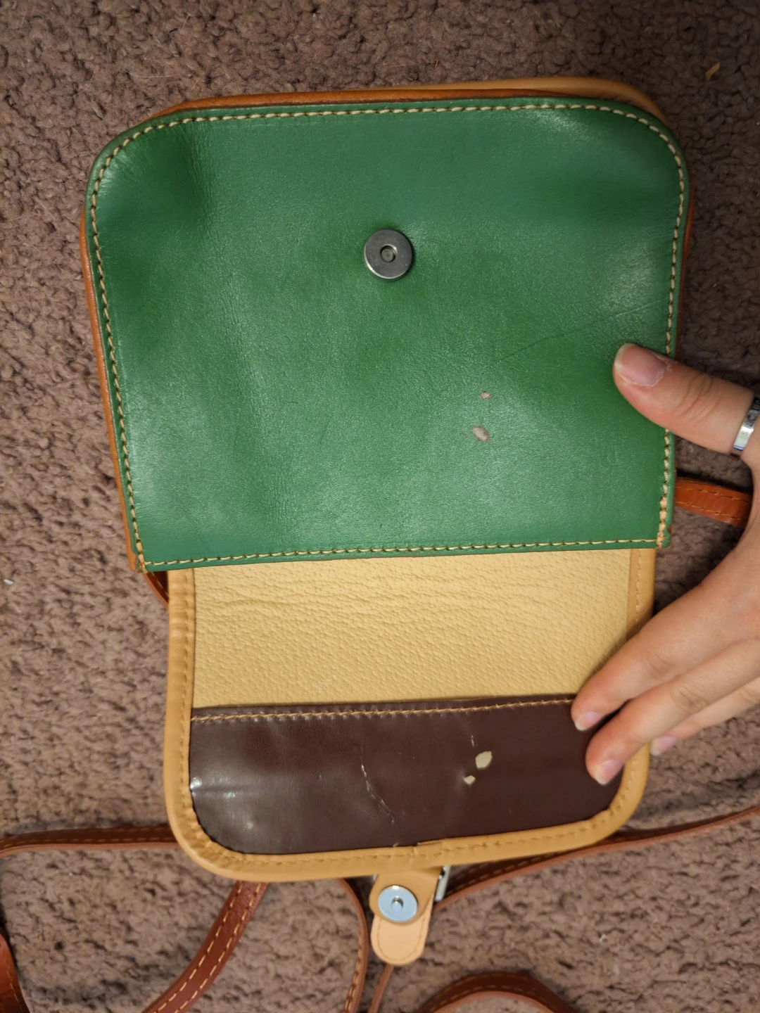 Vero Moda Green & Brown Leather Crossbody Bag - photo 2