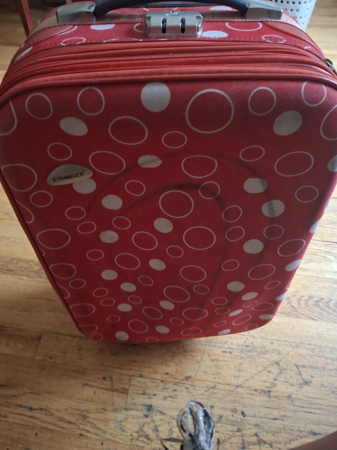 Red Carry-On Suitcase with White Circles - photo 2