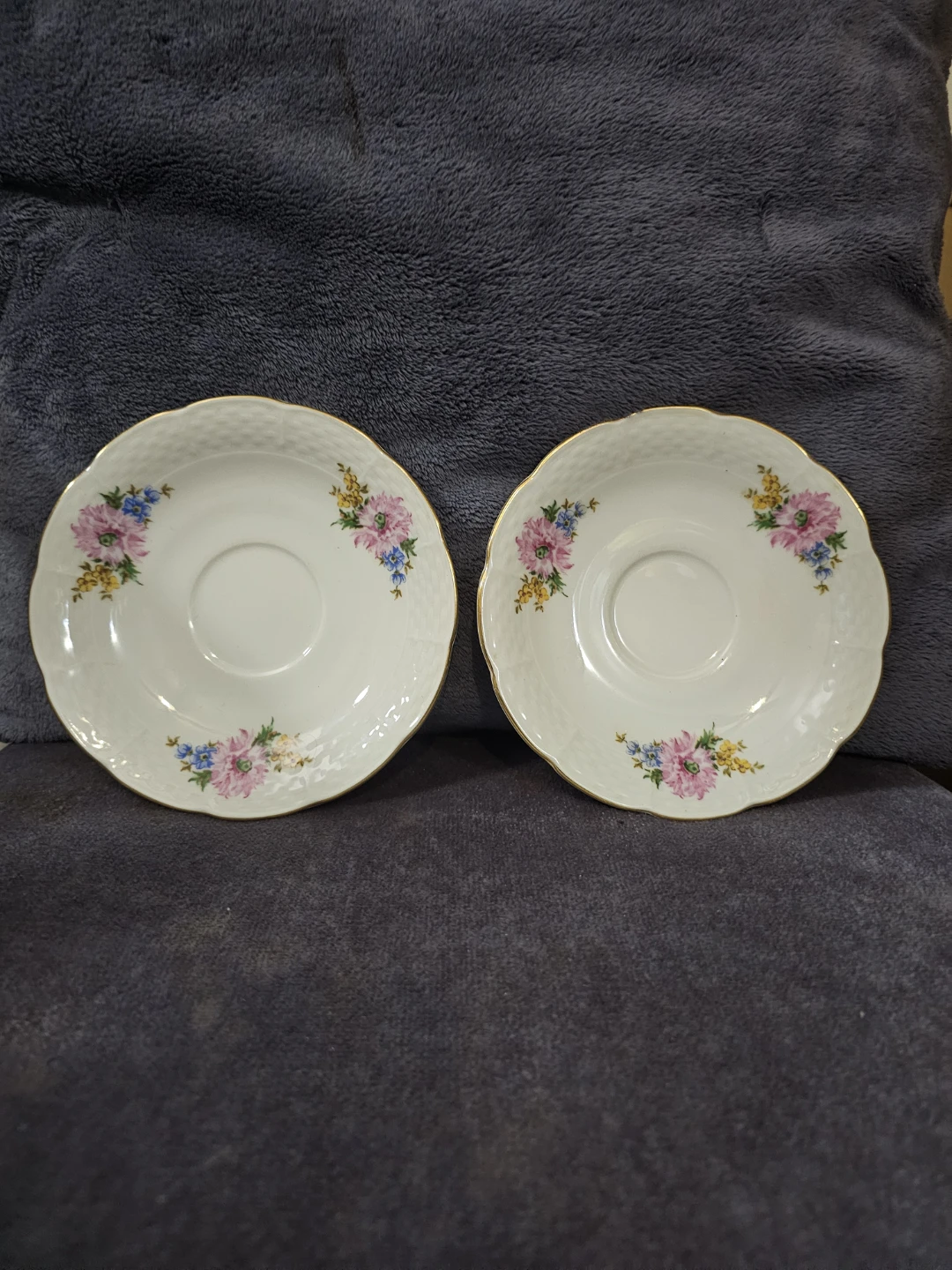 Thun Czechoslovakia Country Garden Saucers (Set of 2)
