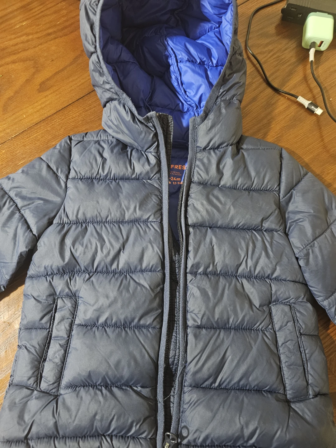 Navy Blue Puffer Jacket - Size 12-14m