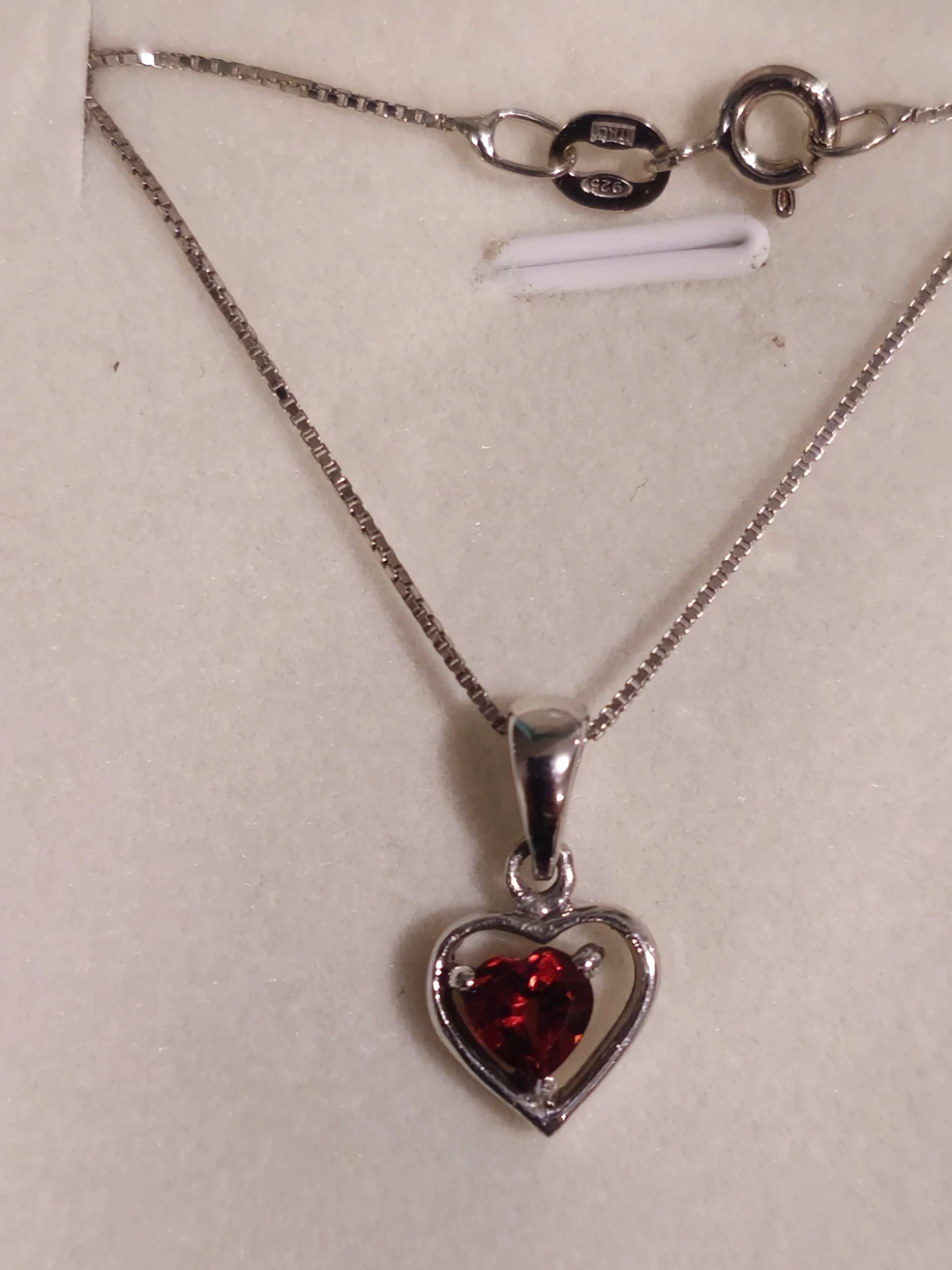 Garnet Sterling Silver Heart Pendant Necklace