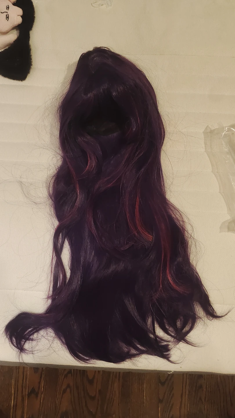 Purple Wig with Red Highlights