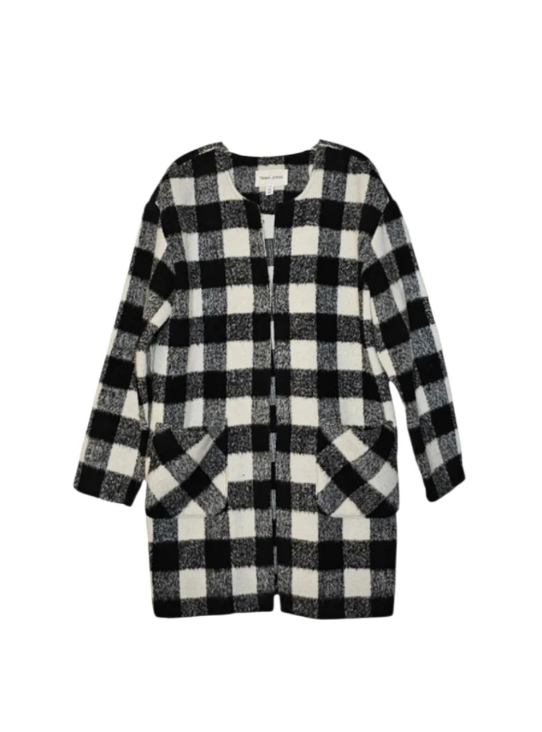 🥕 Black and White Buffalo Plaid Car Coat w Pockets