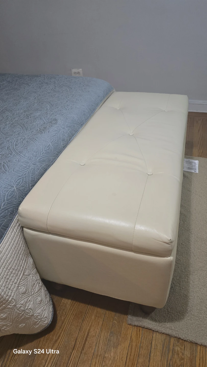 Cream Tufted Storage Ottoman Bench