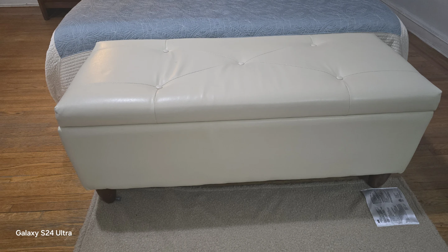 Cream Tufted Storage Ottoman Bench - photo 2