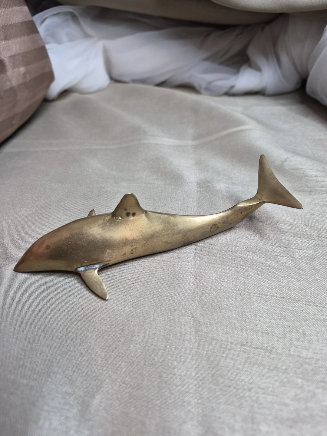 5 1/2" Vintage Solid Brass Dolphin Figurine - photo 4