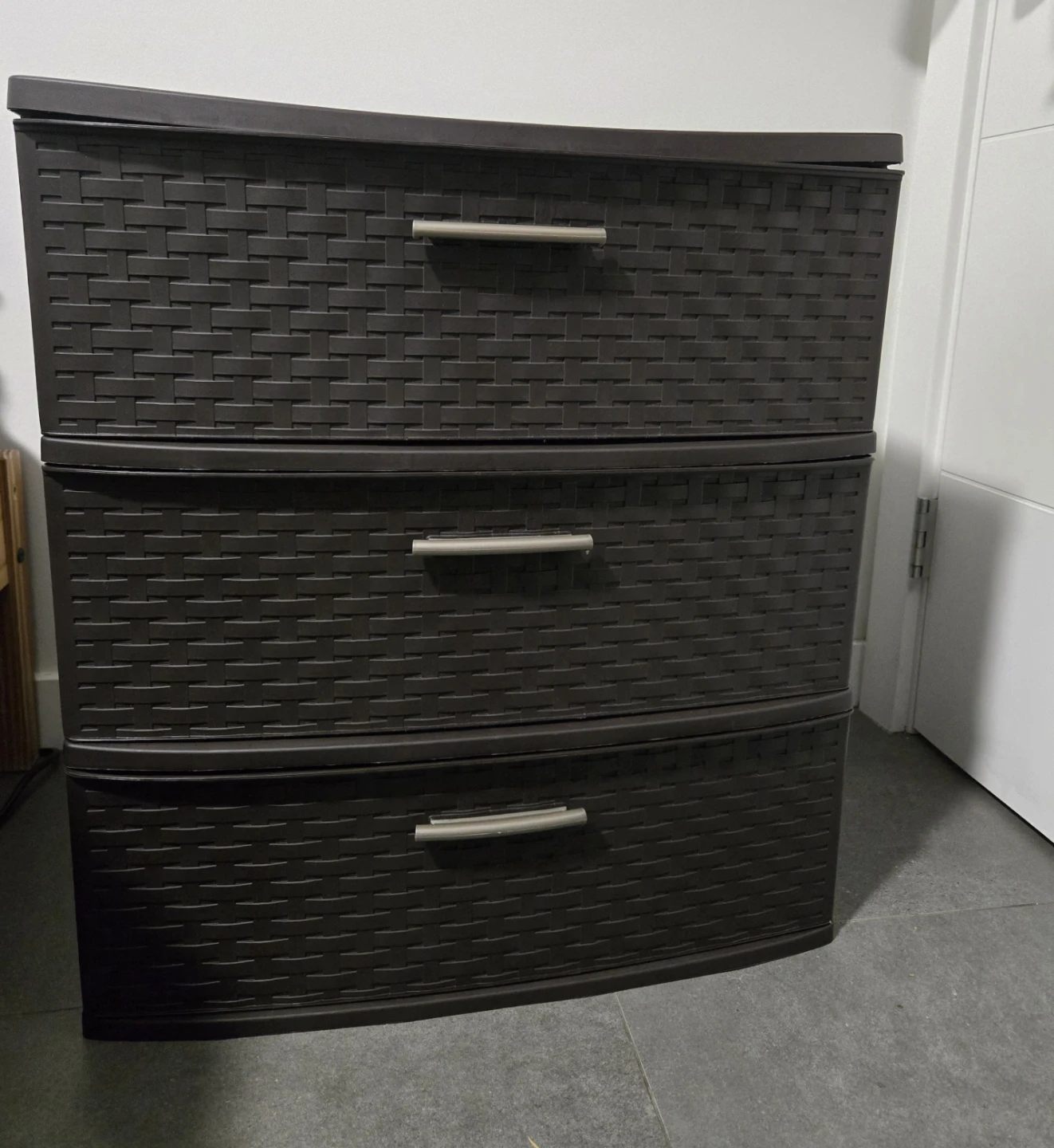 Brown 3-Drawer Plastic Storage Unit