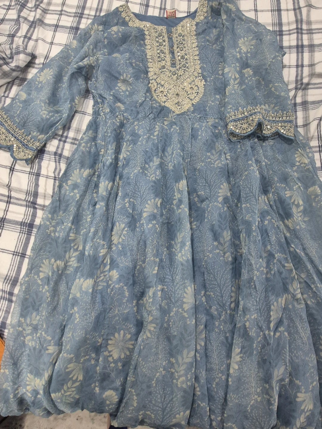 Blue Embroidered Kurti Set