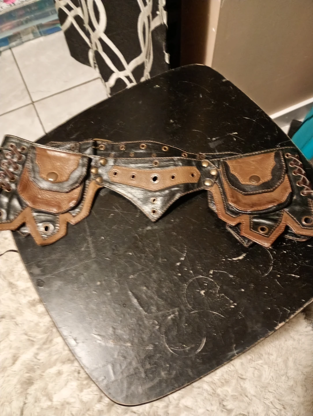 Brown and Black Leather Utility Belt
