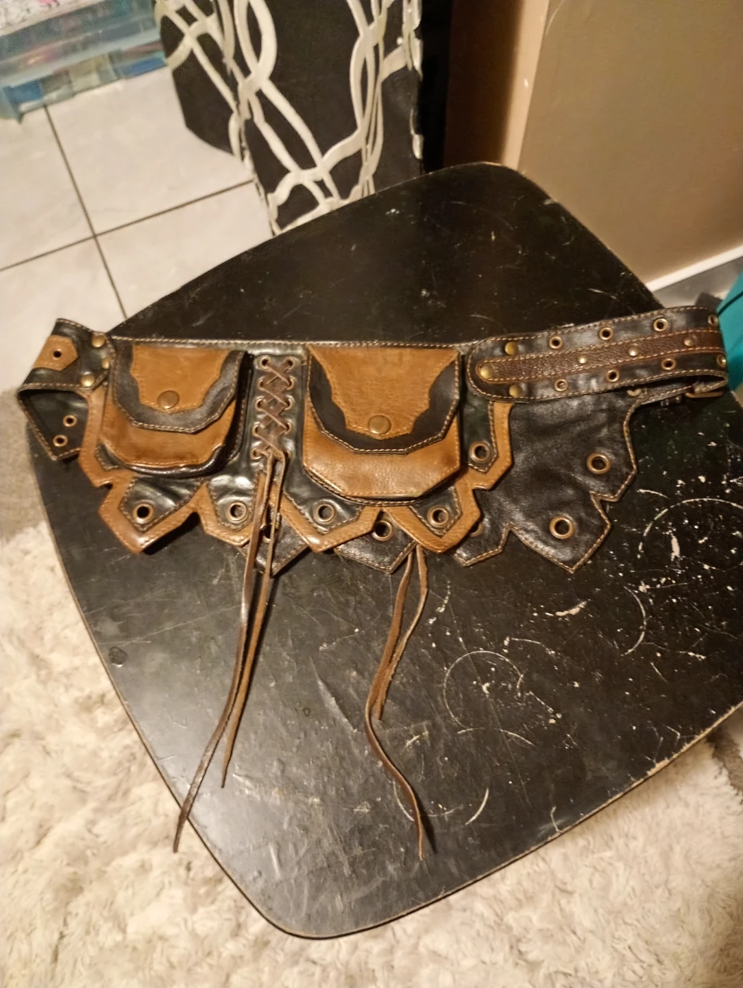 Brown and Black Leather Utility Belt - photo 2