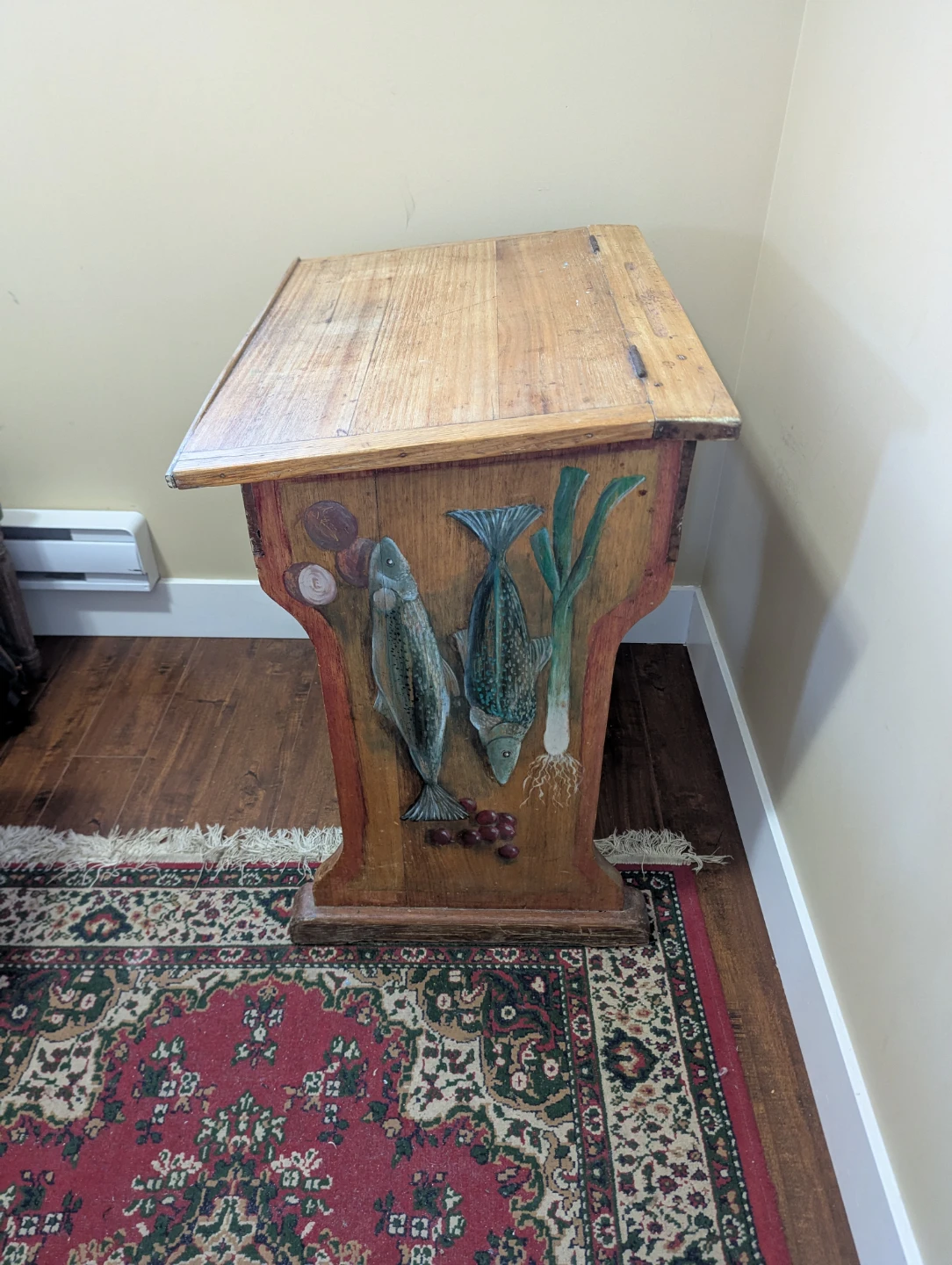 Vintage Wooden School Desk with Hand-Painted Design - photo 2