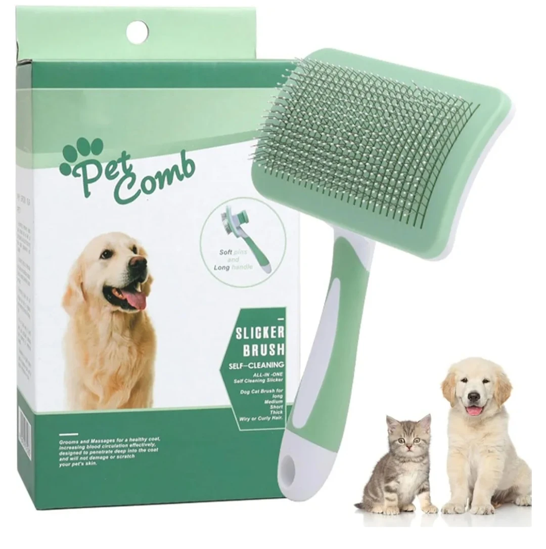 Pet Comb Self-Cleaning Slicker Brush for Dogs & Cats