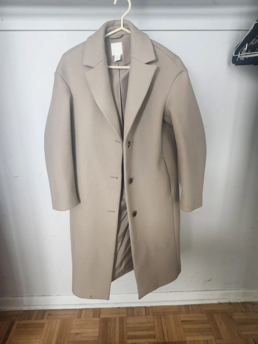H&M Beige Wool Blend Coat xs