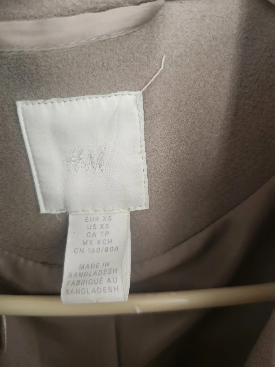 H&M Beige Wool Blend Coat xs - photo 2