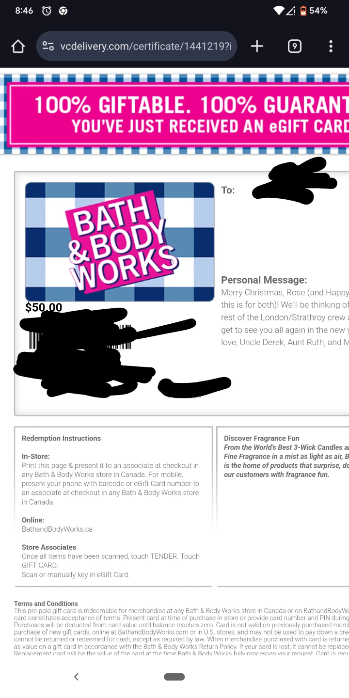 Bath & Body Works $50 e-Giftcard