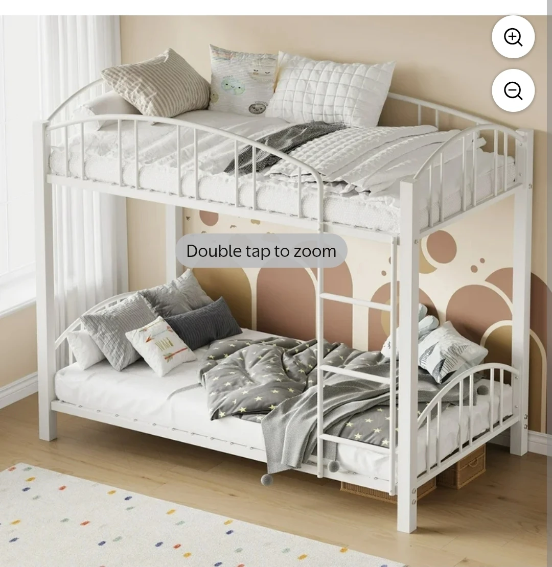 White Metal Bunk Bed - Safety Design - photo 2