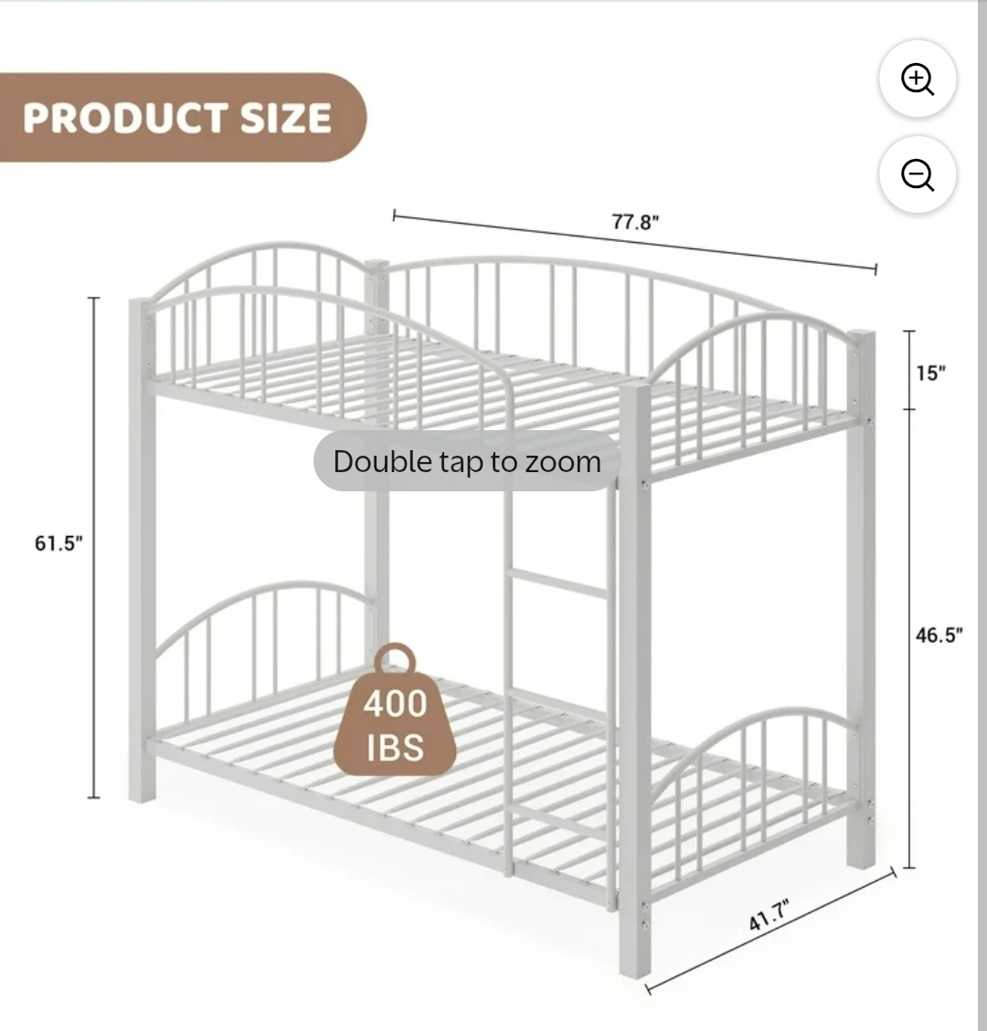White Metal Bunk Bed - Safety Design - photo 4