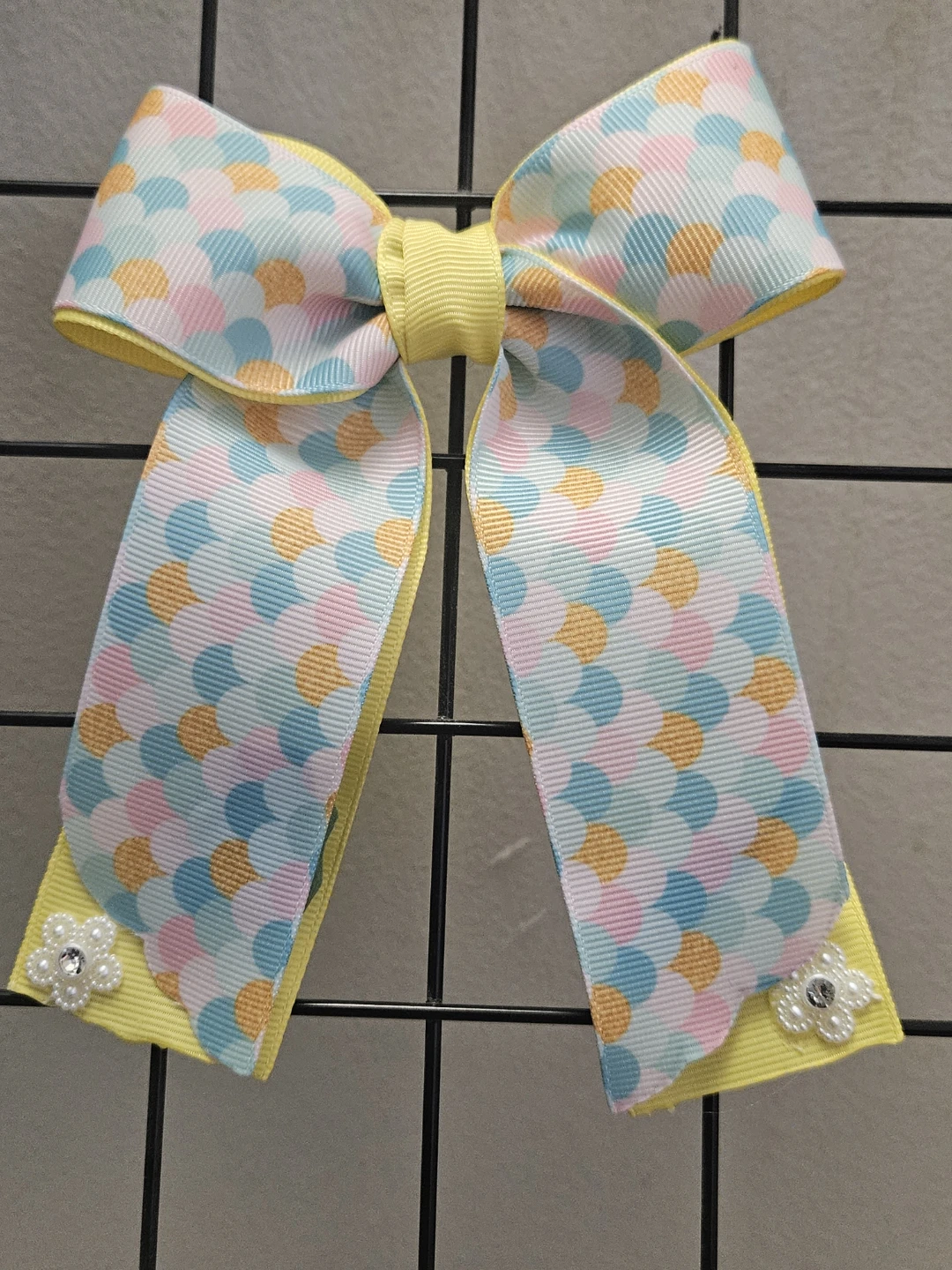 Handmade Hair Bow - Yellow & Pastel