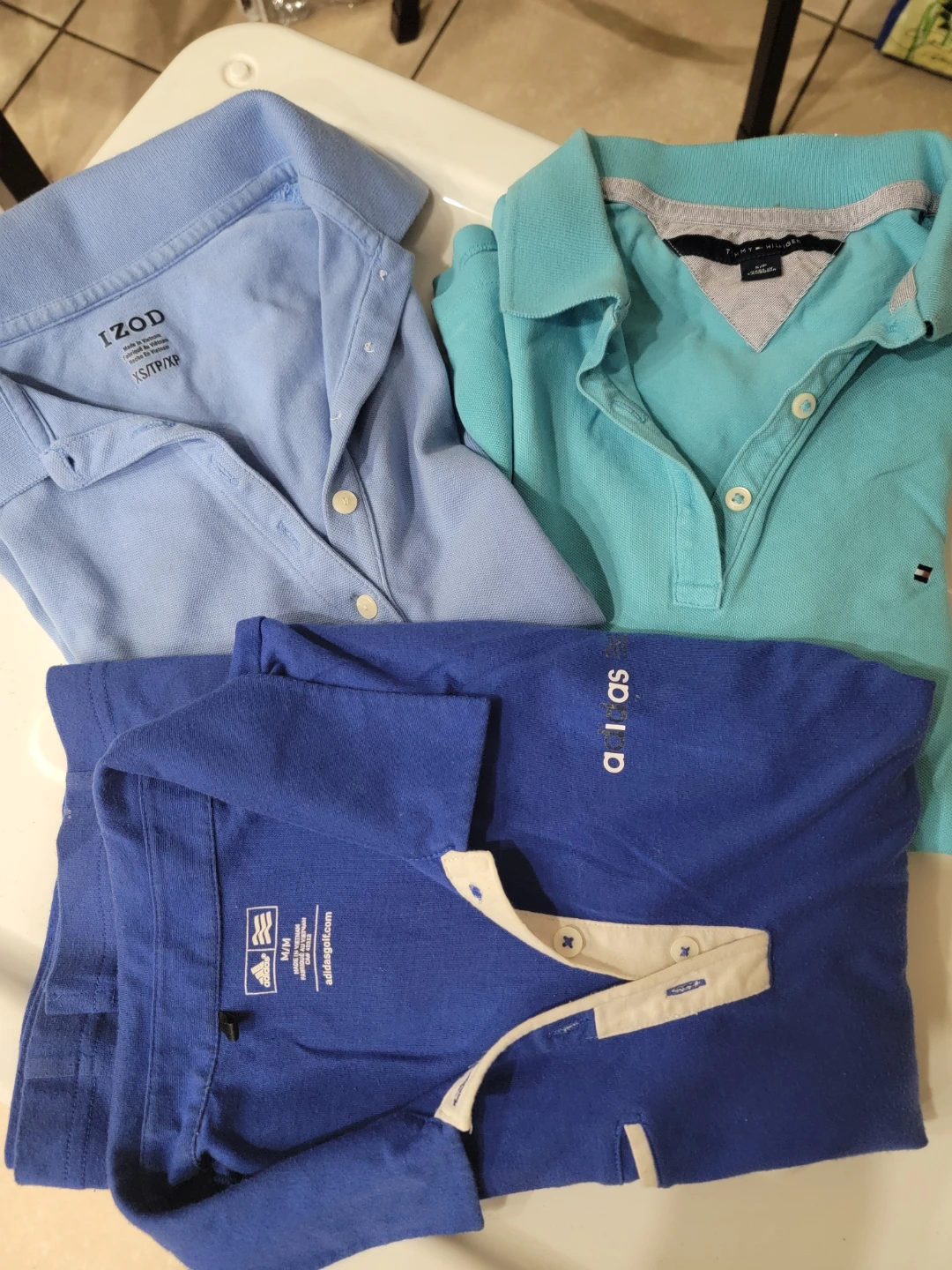 Bundle of 3 Men's Polo Shirts: IZOD, Tommy Hilfiger, Adidas Golf