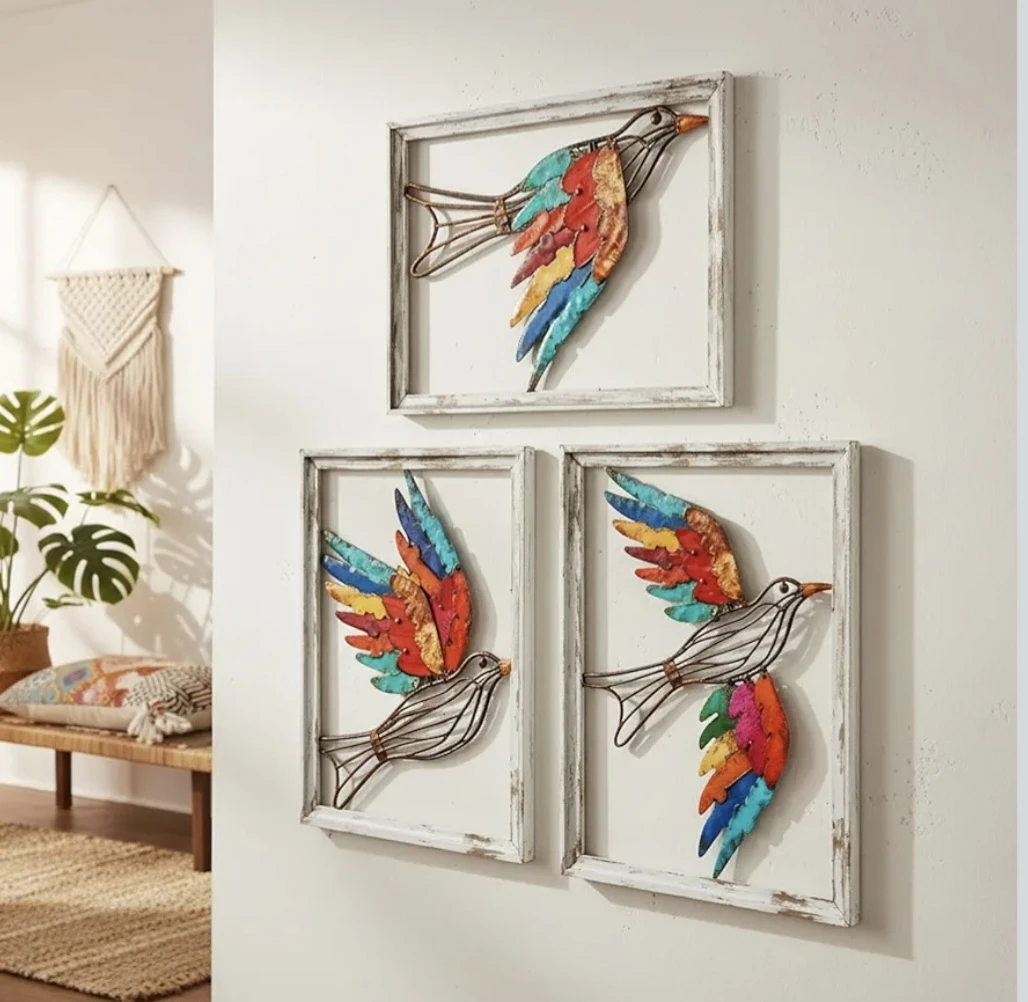 3D Metal Bird Wall Art Decor Set 3 Pieces