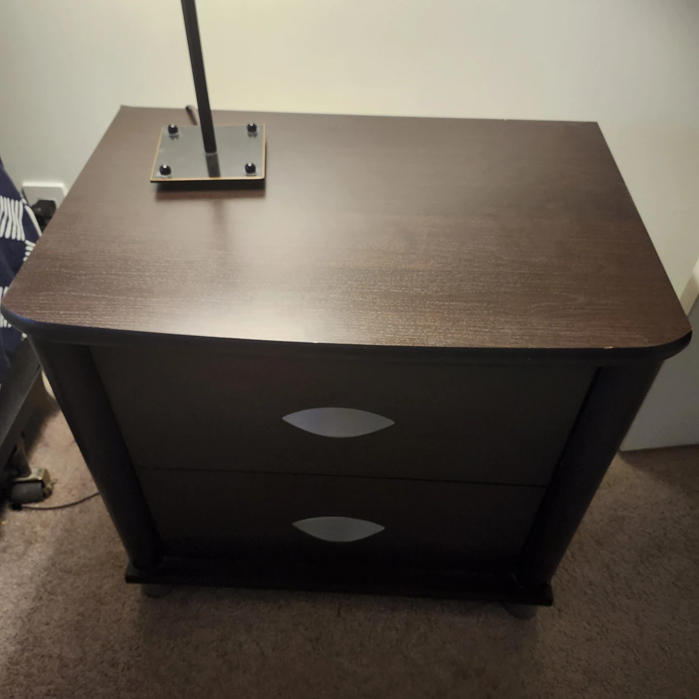 Dark Brown 2-Drawer Nightstand - photo 5