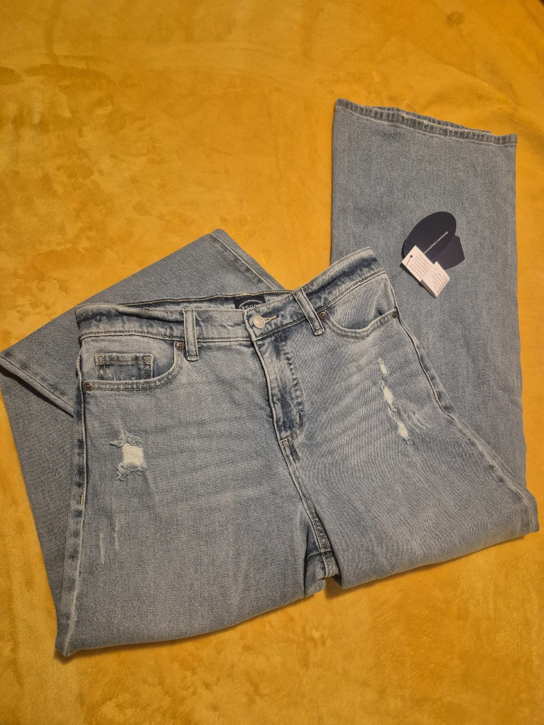 Scoop Distressed Wide Leg Jeans - Size 8 - photo 4