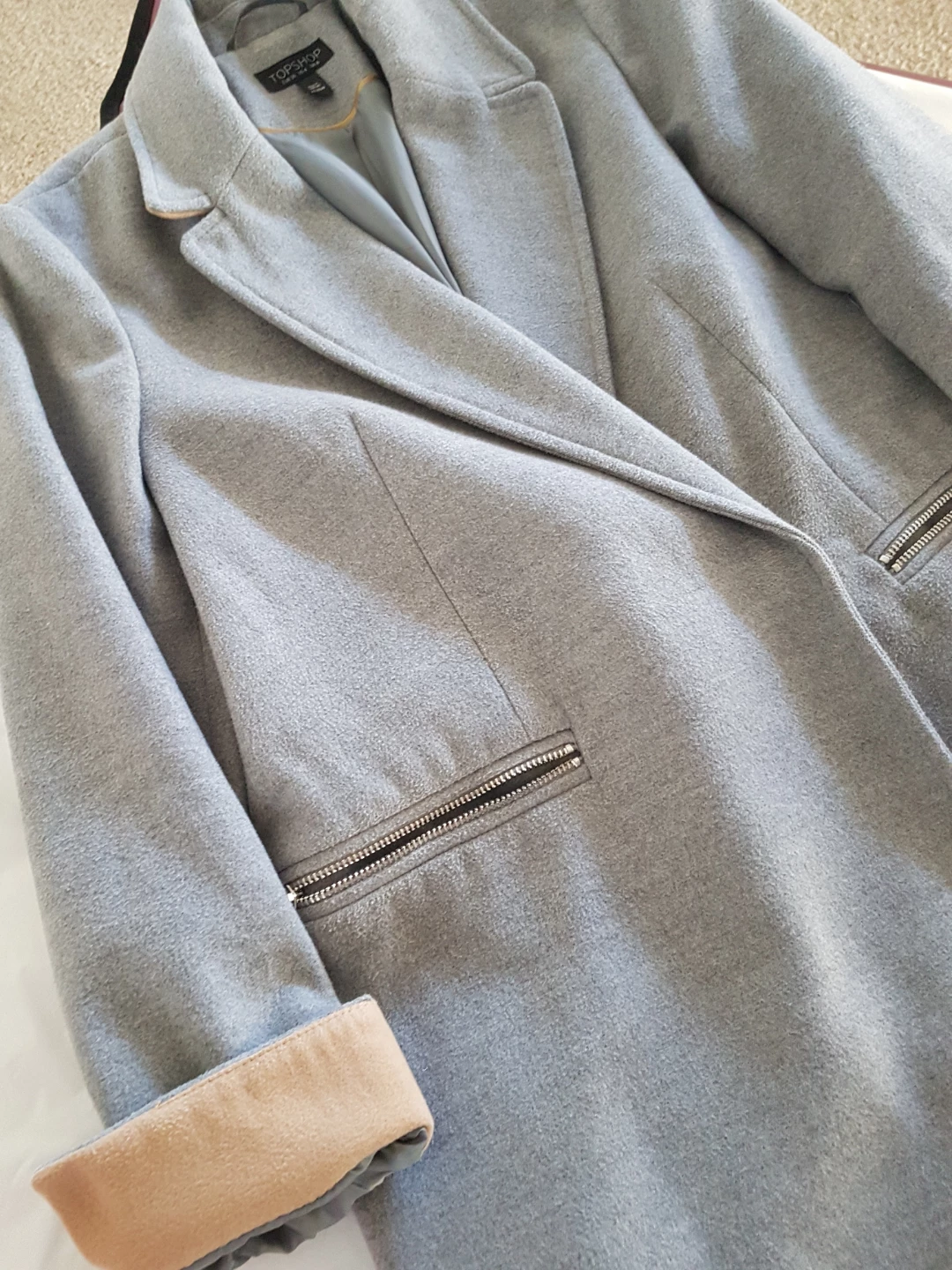 TOPSHOP Grey Wool Blend Blazer Coat Size US 4 - photo 3