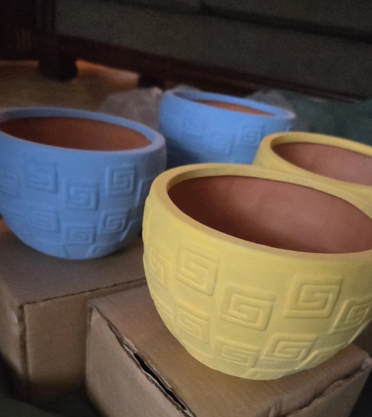 Decorative Planters - Yellow & Blue