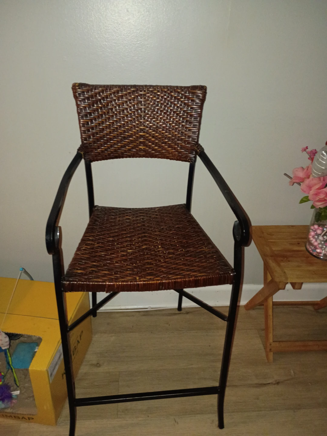 Wicker Bar Stool with Metal Frame - photo 2