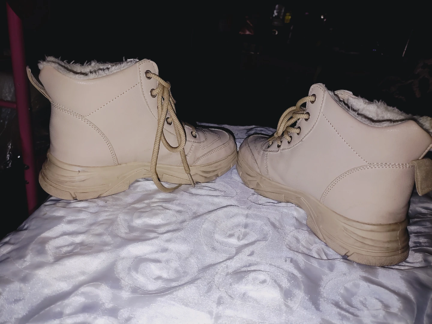 🥕Beige Winter lace up ankle boots with lining size 38 or used - photo 5